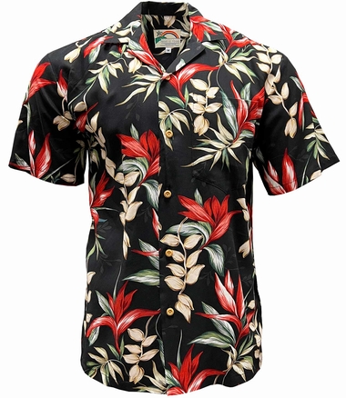 ORIGINAL HAWAIIHEMD - HELICONIA PARADISE - BLACK - PARADISE FOUND